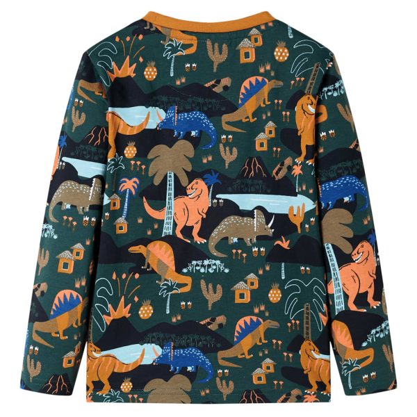 Pijama de manga comprida para criança verde-escuro 140 - Image 3