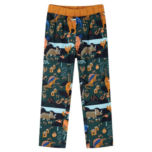 Pijama de manga comprida para criança verde-escuro 140 - Image 4
