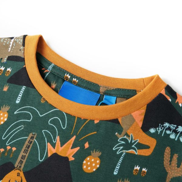 Pijama de manga comprida para criança verde-escuro 140 - Image 6