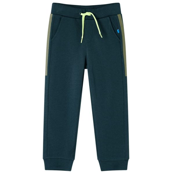 Calças de fato de treino com cordão para criança verde-musgo 128