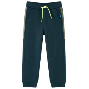 Calças de fato de treino com cordão para criança verde-musgo 140