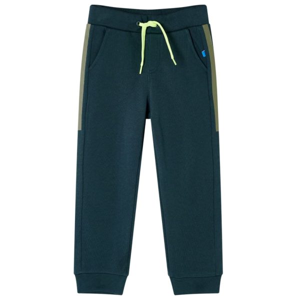 Calças de fato de treino com cordão para criança verde-musgo 140