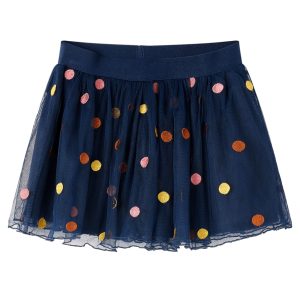 Saia de tule para criança com pintas azul-marinho 116