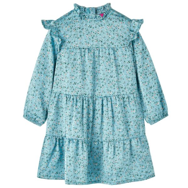 Vestido de manga comprida para criança azul 128