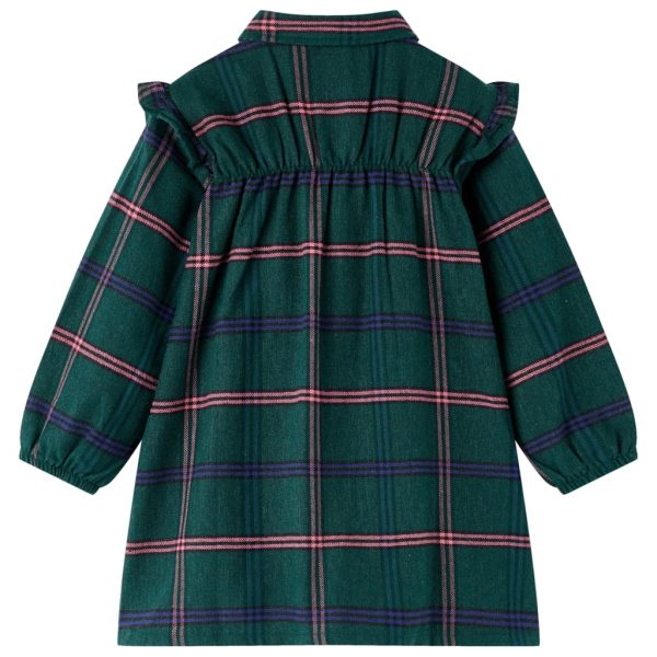 Vestido de criança com manga comprida e folhos verde-escuro 116 - Image 2