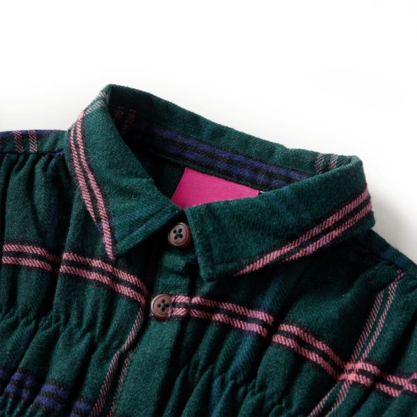Vestido de criança com manga comprida e folhos verde-escuro 128 - Image 3