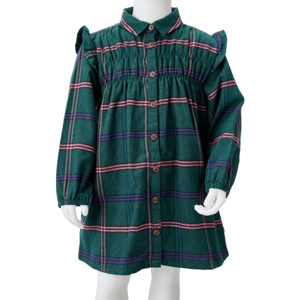 Vestido de criança com manga comprida e folhos verde-escuro 128 - Image 8