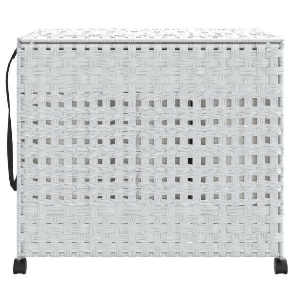 Cesto para roupa suja com rodas 66x35x60 cm vime branco - Image 2