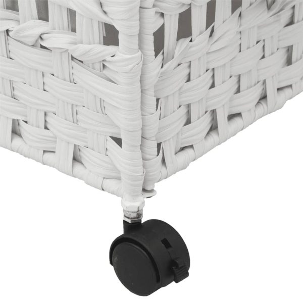 Cesto para roupa suja com rodas 66x35x60 cm vime branco - Image 8
