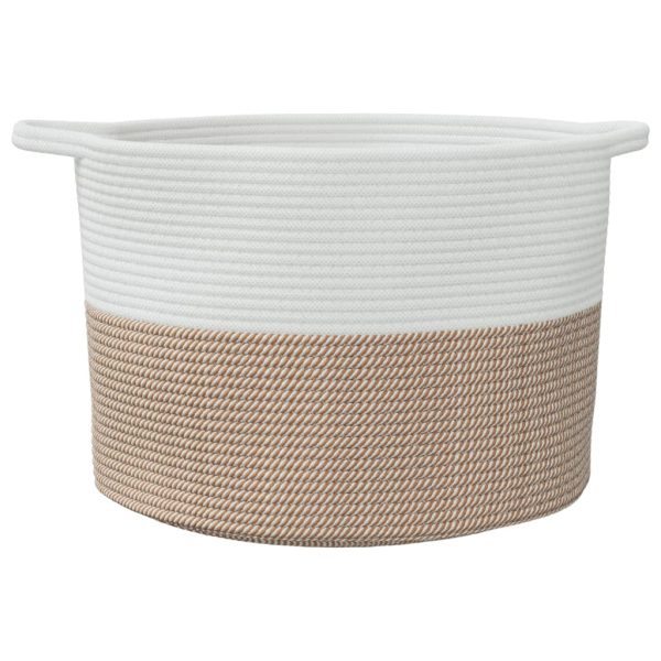 Cesto de arrumação Ø55x36 cm algodão castanho e branco - Image 3