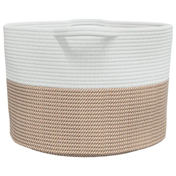 Cesto de arrumação Ø55x36 cm algodão castanho e branco - Image 4
