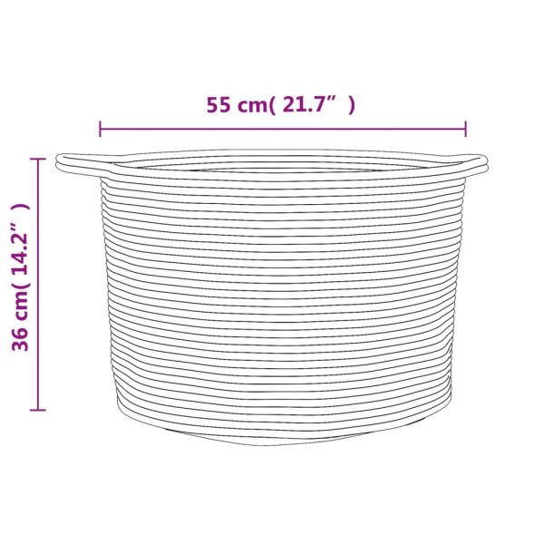 Cesto de arrumação Ø55x36 cm algodão castanho e branco - Image 8