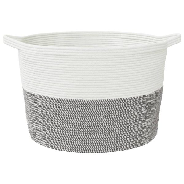 Cesto de arrumação Ø60x36 cm algodão cinzento e branco - Image 3