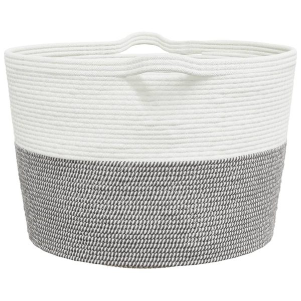 Cesto de arrumação Ø60x36 cm algodão cinzento e branco - Image 4