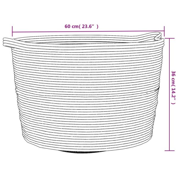 Cesto de arrumação Ø60x36 cm algodão cinzento e branco - Image 8