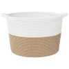 Cesto de arrumação Ø60x36 cm algodão castanho e branco - Image 3