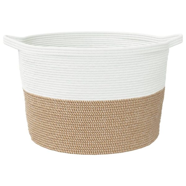 Cesto de arrumação Ø60x36 cm algodão castanho e branco - Image 3