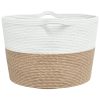 Cesto de arrumação Ø60x36 cm algodão castanho e branco - Image 4