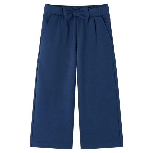 Calças de criança com pernas largas azul-marinho 116