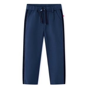Calças de criança com remates pretos azul-marinho 140
