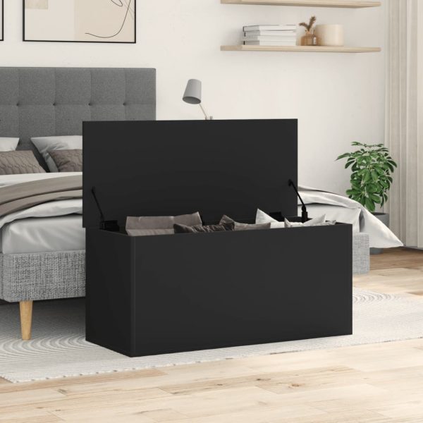 Caixa de arrumação 100x42x46 cm derivados de madeira preto - Image 2
