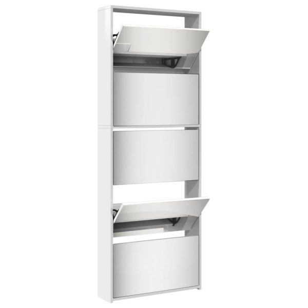 Sapateira c/espelho 5 divisórias 63x17x169,5cm branco brilhante - Image 3