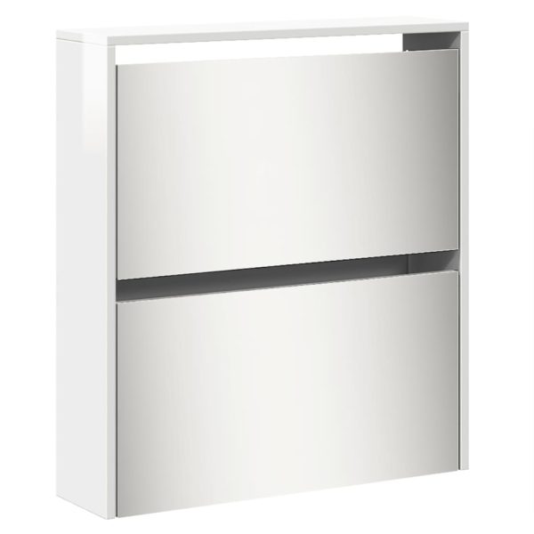 Sapateira c/espelho 5 divisórias 63x17x169,5cm branco brilhante - Image 6
