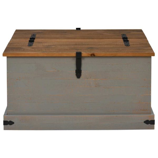 Caixa de arrumação HALDEN 91x91x47 cm pinho maciço cinzento - Image 2
