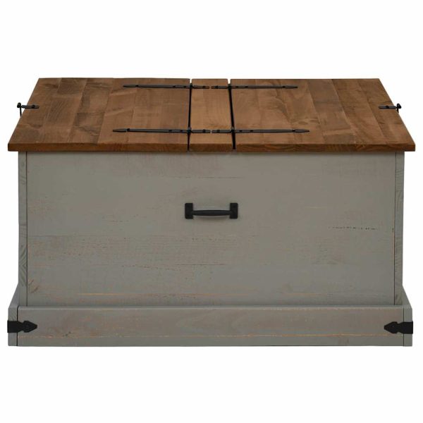 Caixa de arrumação HALDEN 91x91x47 cm pinho maciço cinzento - Image 3