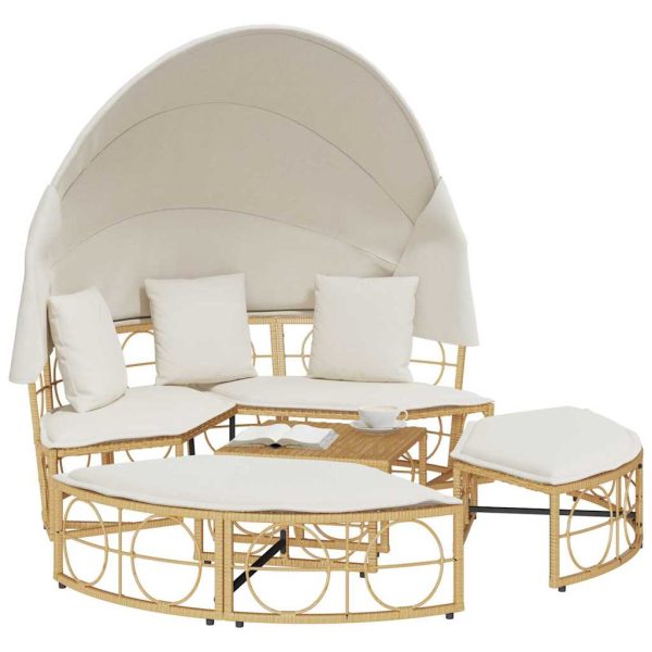 Cama lounge de exterior c/ toldo e almofadões vime PE - Image 3