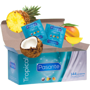 Preservativos ATRAVÉS DE SABORES TROPICAIS 144 UNIDADES