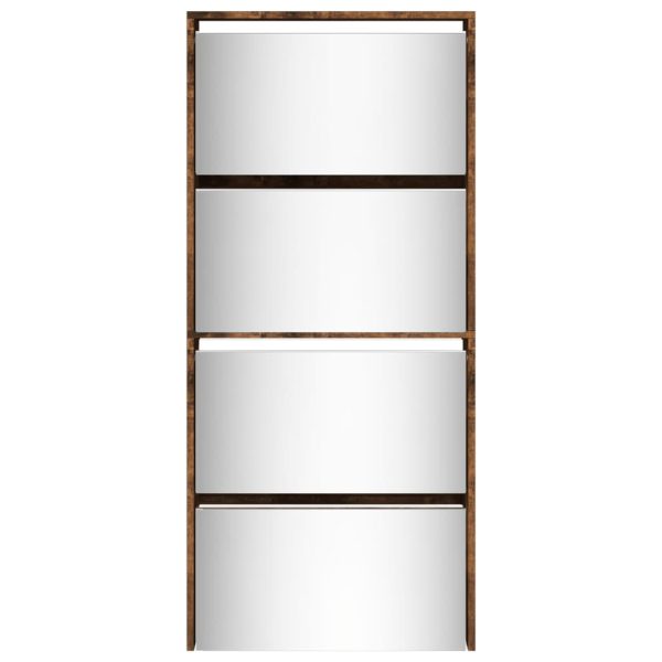 Sapateira com espelho 4 divisórias 63x17x134 cm carvalho fumado - Image 4