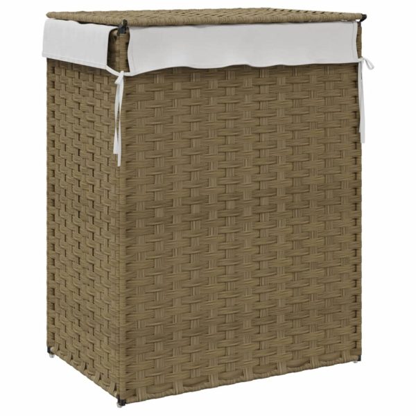 Cesto para roupa suja com tampa 46x33x60 cm vime PE - Image 5