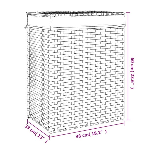 Cesto para roupa suja com tampa 46x33x60 cm vime PE - Image 8